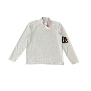 Hi-Tec Mens Quarter Zip Pullover Light Grey Waffle Knit Performance Top L NWT